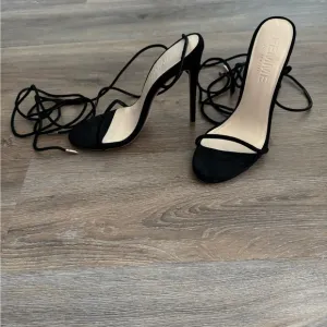 Femme LA Lace Up Strappy Black Heels