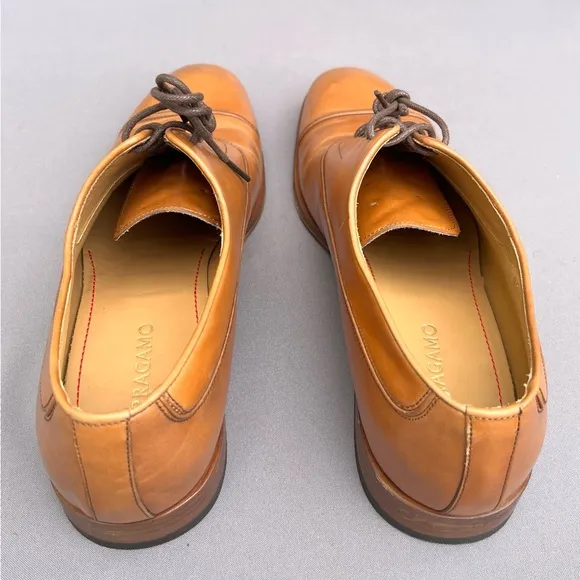 Ferragamo Men’s Lace Up Fermin Oxfords Dress Dark Leather Shoes 10.5 US Men's