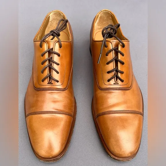 Ferragamo Men’s Lace Up Fermin Oxfords Dress Dark Leather Shoes 10.5 US Men's