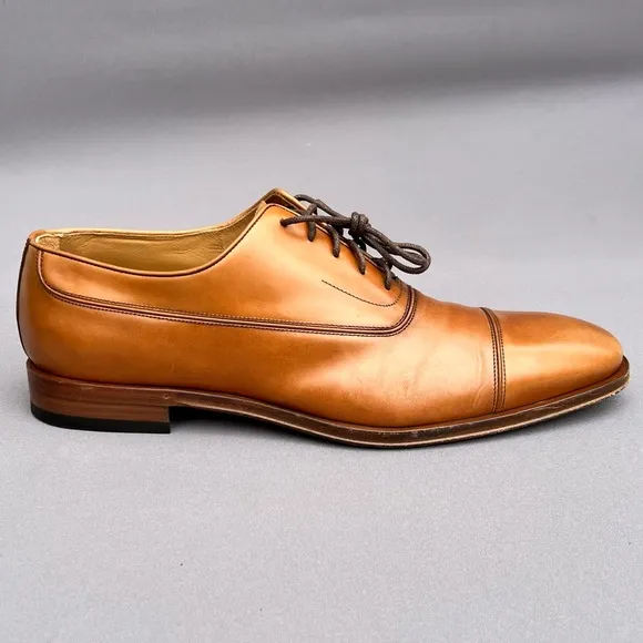 Ferragamo Men’s Lace Up Fermin Oxfords Dress Dark Leather Shoes 10.5 US Men's