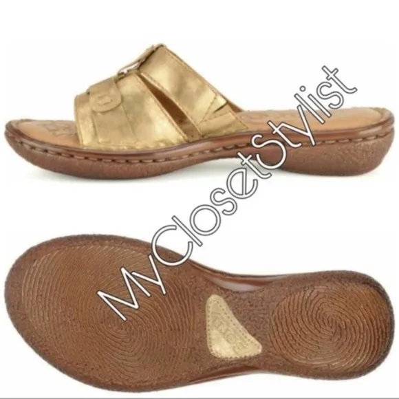 FLASH SALE!! BORN Gold Leather Summer Sandals!! 8 Boho Strappy Metallic NEAR NEW