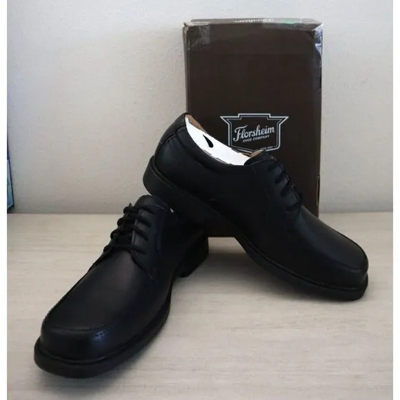 Florsheim 16623-001 Kids' Sz 6W Black Leather Billings Jr. II  Moc Toe Oxfords