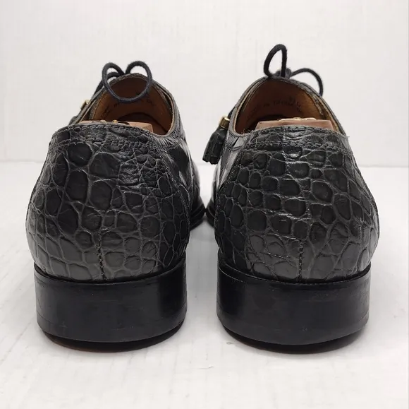 Florsheim Barletta Men's Gray Crocodile Alligator Print Dress Oxfords Size 9.5D