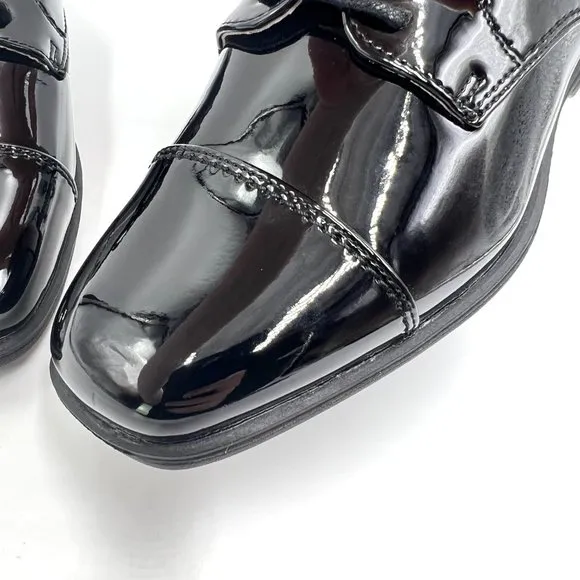 Florsheim Boys Kids Reveal Ox Jr Black Patent Oxfords Dress Shoes Youth 13M NEW