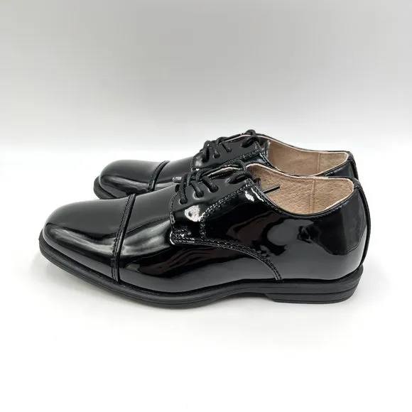 Florsheim Boys Kids Reveal Ox Jr Black Patent Oxfords Dress Shoes Youth 13M NEW