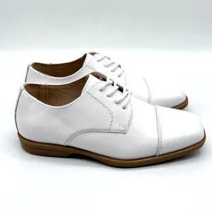 Florsheim Boys Kids Size 1M Reveal White Leather Oxfords Dress Shoes