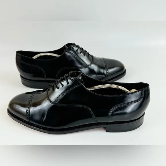 Florsheim Men’s Black Cap Toe Oxfords, Hard Leather Dress Shoes, Size 10.5