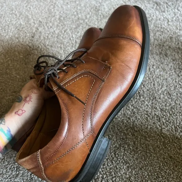 Florsheim Mens Midtown Cap Toe Oxford Dress Shoes 12138-221, Cognac Size 9.5D