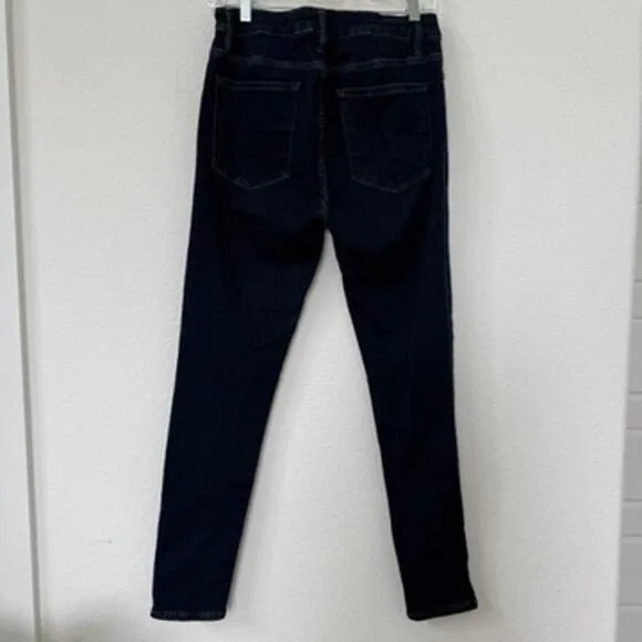 FRAME Le One Skinny Jeans Dark Wash Stretch High Rise Sustainable Size 2 Denim