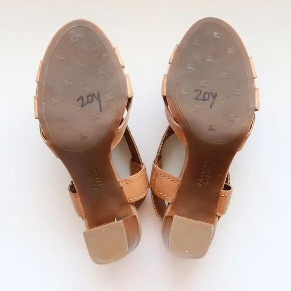 Franco Sarto Ethan Neutral Tan Leather Heels, Strappy Sandals, Summer Shoes 8.5