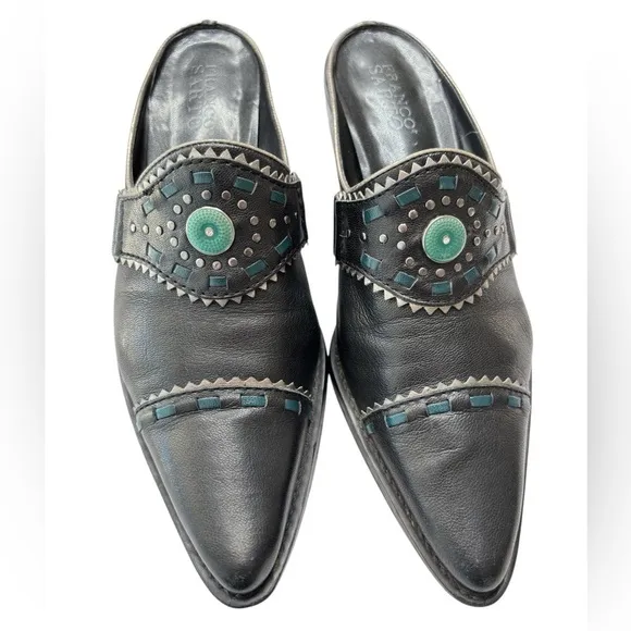 Franco Sarto Leather Western Mules With Pointed Toe Shoe Sz 7 Equestrian Rodeo