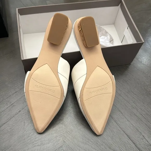 FRANCO SARTO Oasis Womens Leather Almond Toe Mules In White