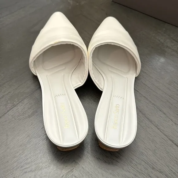FRANCO SARTO Oasis Womens Leather Almond Toe Mules In White