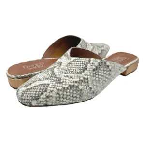 Franco Sarto | Women | Van 2 Gray V-Cut Snake Print Leather Mules | 8.5 M