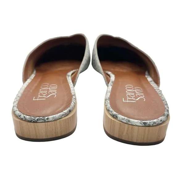 Franco Sarto | Women | Van 2 Gray V-Cut Snake Print Leather Mules | 8.5 M