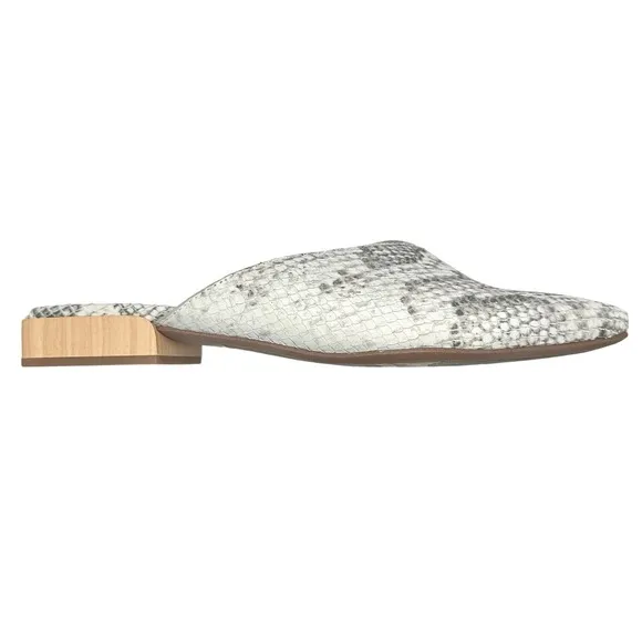 Franco Sarto | Women | Van 2 Gray V-Cut Snake Print Leather Mules | 8.5 M