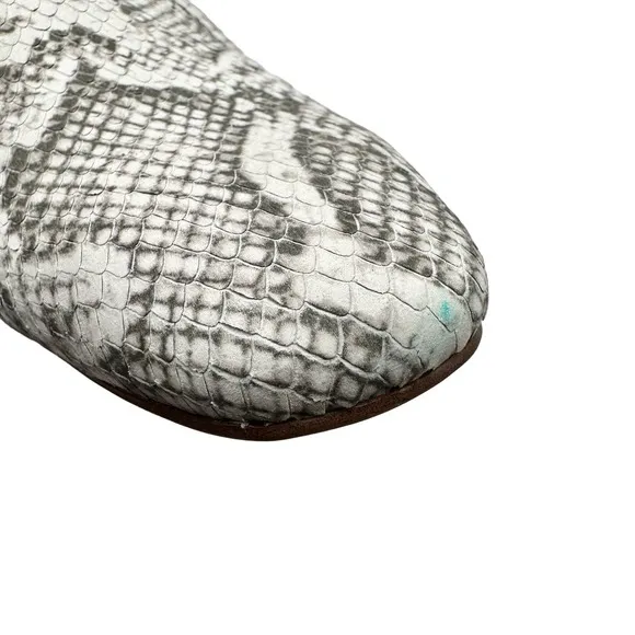 Franco Sarto | Women | Van 2 Gray V-Cut Snake Print Leather Mules | 8.5 M