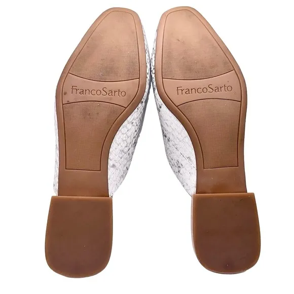 Franco Sarto | Women | Van 2 Gray V-Cut Snake Print Leather Mules | 8.5 M