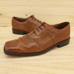 Fratelli Mens Oxfords Sz 9.5 M Brown Leather Y2K Square Toe Dress Shoes