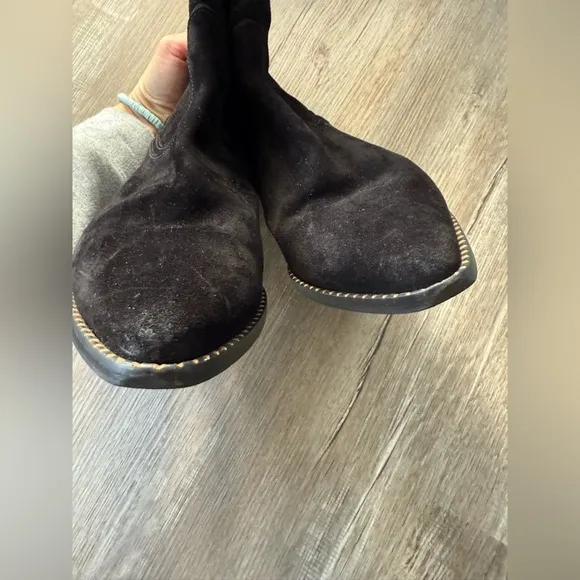Freda Salvador Suede Boots Pointed Toe Dressy Ankle Booties Heels Black Size 10