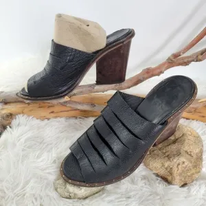 Freda Salvador strappy peep toe leather mules