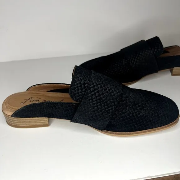 Free People At Ease Snakeskin Suede Leather Slip On Mules