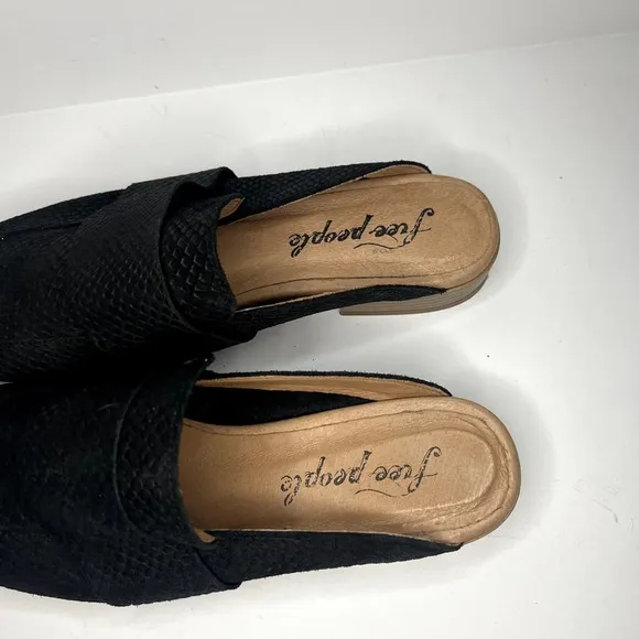 Free People At Ease Snakeskin Suede Leather Slip On Mules