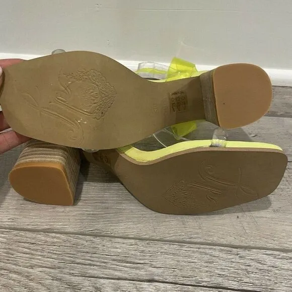 Free People Block Heel Sandal Womens 36 Yellow Natal Transparent NEW