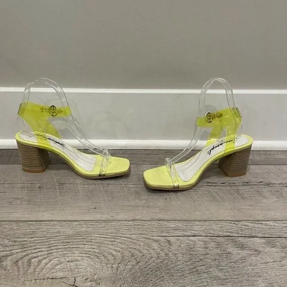Free People Block Heel Sandal Womens 36 Yellow Natal Transparent NEW