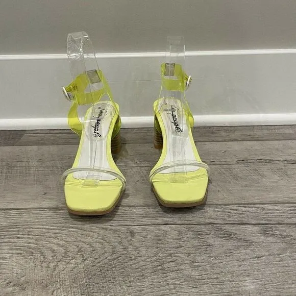 Free People Block Heel Sandal Womens 36 Yellow Natal Transparent NEW