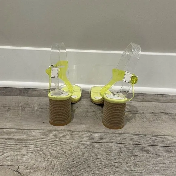 Free People Block Heel Sandal Womens 36 Yellow Natal Transparent NEW