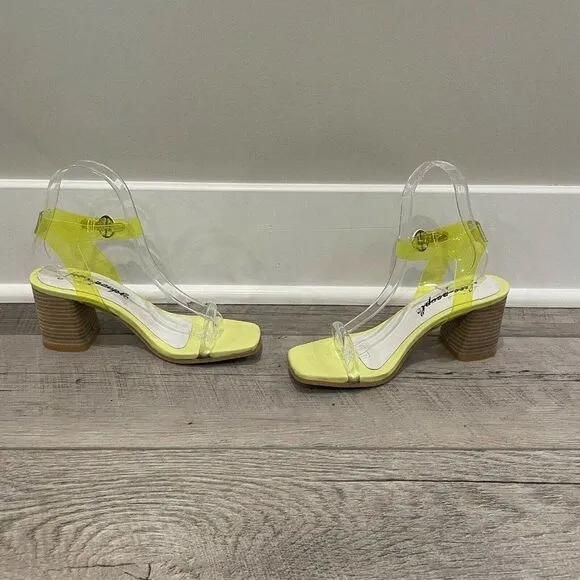 Free People Block Heel Sandal Womens 36 Yellow Natal Transparent NEW
