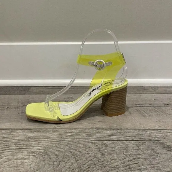Free People Block Heel Sandal Womens 36 Yellow Natal Transparent NEW