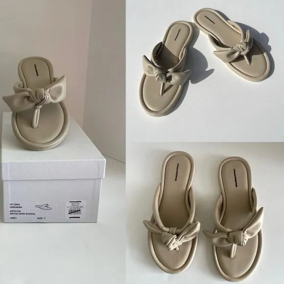 FREE PEOPLE Bow Sandal Brynn Gray Tan Neutral