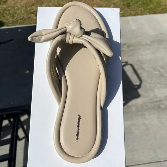 FREE PEOPLE Bow Sandal Brynn Gray Tan Neutral