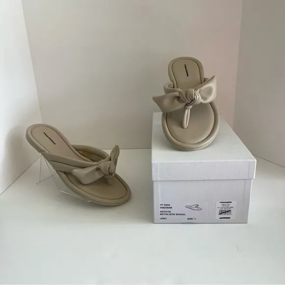 FREE PEOPLE Bow Sandal Brynn Gray Tan Neutral
