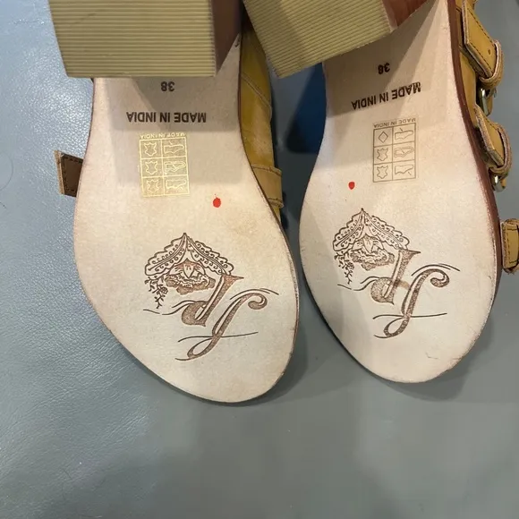 Free People Buckle Up Baby Block Heels Strappy Tan Open Boot