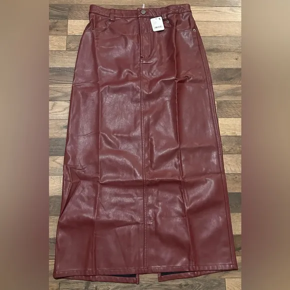 Free People City Slicker Vegan Maxi Skirt