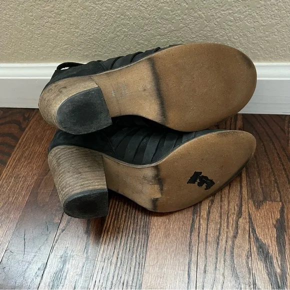 Free People Hybrid Strappy Suede Leather Boots Booties Heels Size 40 US 9-9.5,