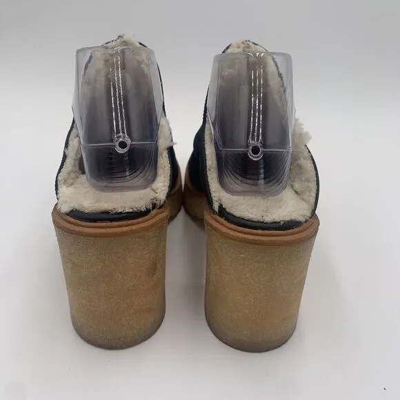 Free People James Mules Clog Women's Sz 41 Cozy Platform‎ Black Suede Block Heel