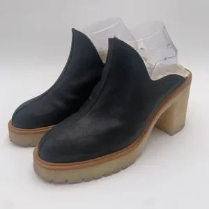 Free People James Mules Clog Women's Sz 41 Cozy Platform‎ Black Suede Block Heel