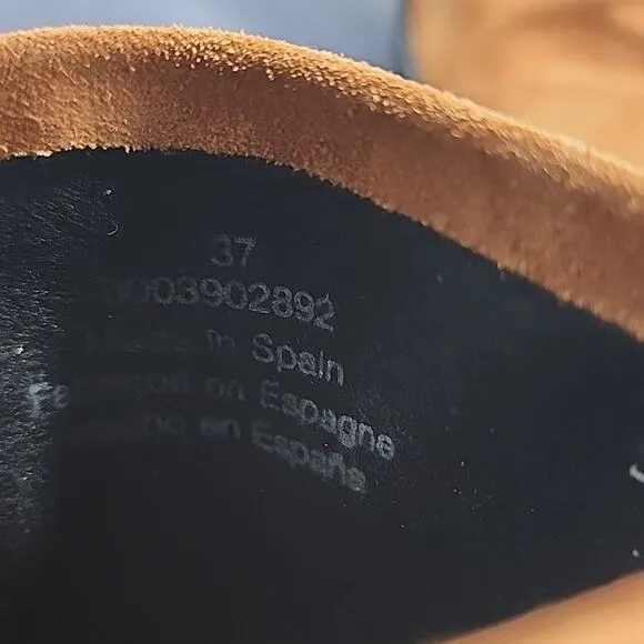 FREE PEOPLE LEILA WOMENS SIZE 37 COGNAC LEATHER SUEDE HEELED MULE NWOB