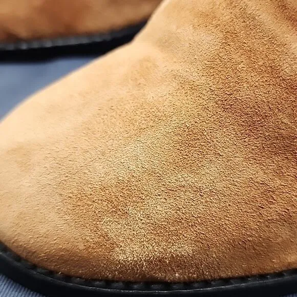 FREE PEOPLE LEILA WOMENS SIZE 37 COGNAC LEATHER SUEDE HEELED MULE NWOB