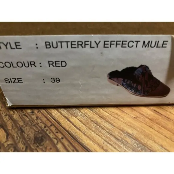 Free People Mules Shoe Butterfly Effect Size 9 US 39 EU Red New In Box