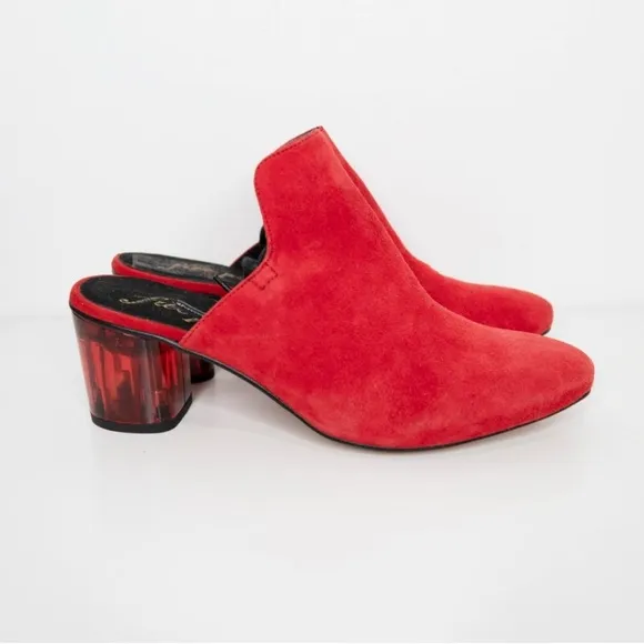 Free People Sparkler Ankle Wrap Mules Red Suede