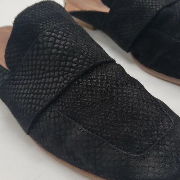 FREE PEOPLE SUEDE SLIP ON MULES made in ITALY size 38 BLACK