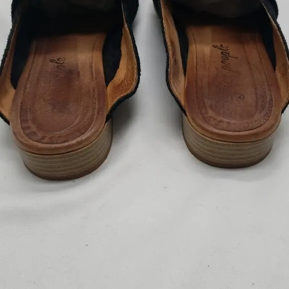 FREE PEOPLE SUEDE SLIP ON MULES made in ITALY size 38 BLACK