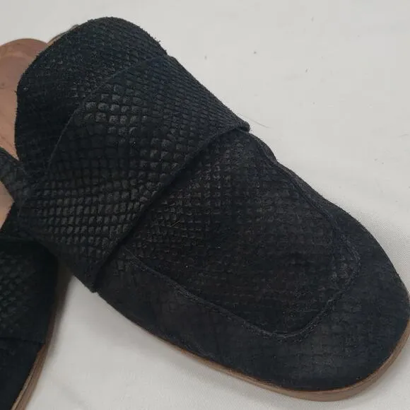 FREE PEOPLE SUEDE SLIP ON MULES made in ITALY size 38 BLACK