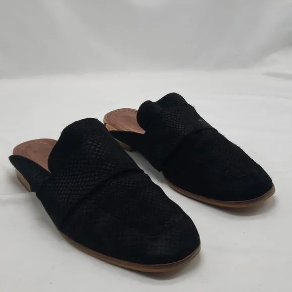 FREE PEOPLE SUEDE SLIP ON MULES made in ITALY size 38 BLACK