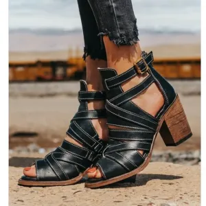 Freebird By Steven Claw Leather Strappy Heels